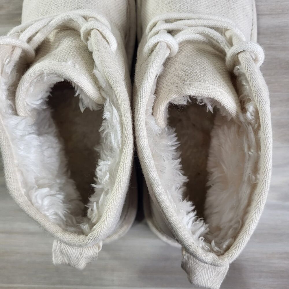 UGG Neumel Natural Chukka Boots Mens Ivory Size 10 High Top Lace Up Fur Canvas - Picture 6 of 11